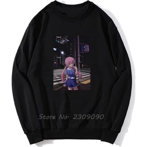 Boy Mirai Nikki Gasai Yuno Future Diary Hoodie Funny Vintage Cool Anime Men Pullover Fleece Sweatshirts Harajuku Streetwear