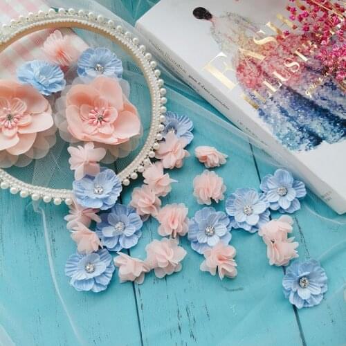 Three-dimensional handmade organza Beaded flowers diy material wedding dress decoration clothing accessories 3D applique