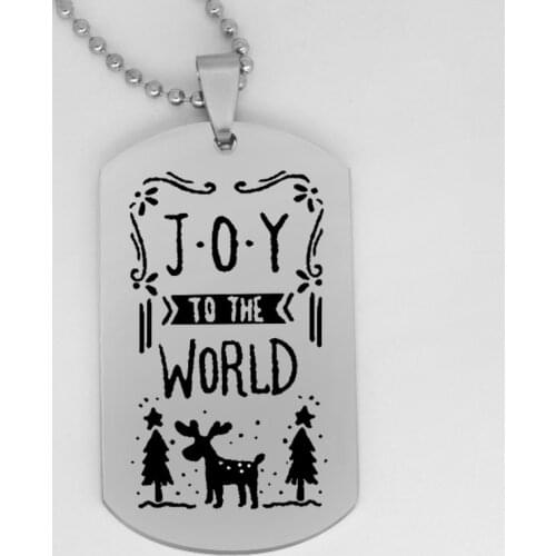 Ufine Christmas gift jewelry Christmas tree deer Joy to the world pendant army card stainless steel custom necklace N4571