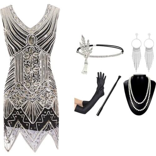 Retro Shiny Sequin 1920 Dress Great Gatsby Party Latin Dance Clothes Vintage Rumba Tango Samba Cha Cha Dance Costumes DQL4219