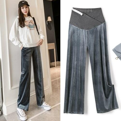 2021 Spring Sports Casual Maternity Long Pants Elastic Waist Belly For Pregnant Women Wide Leg Loose Pregnancy Trousers