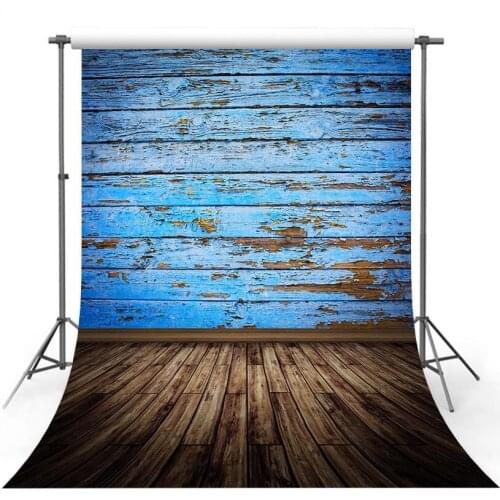 Retro Blue Wood Board Floor Baby Shower Newborn Pet Food Portrait Backdrop Photography Background Photo Studio Props Vinyl