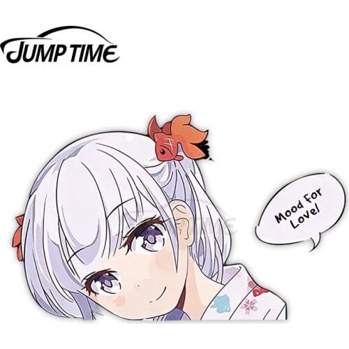 Jump Time 13cm x8.8cm Car Sticker Anime Cute Girl In Love Decals Funny Motorcycle Trunk SUV JDM Waterproof Vinyl Car Accessories