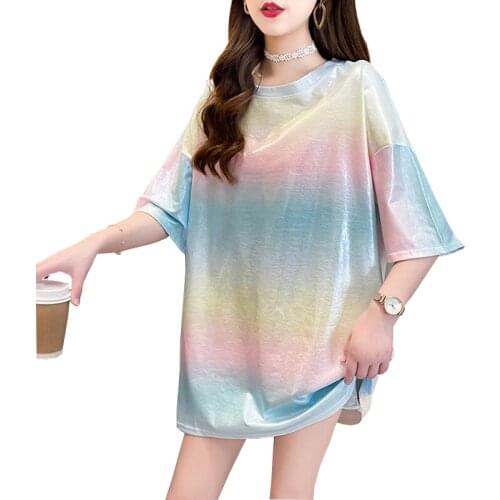 2021Women T Shirt Tie Dye Oversized Summer Tops Girls New Product Casual Short Sleeve All-Match Personality Top Trend FC1027