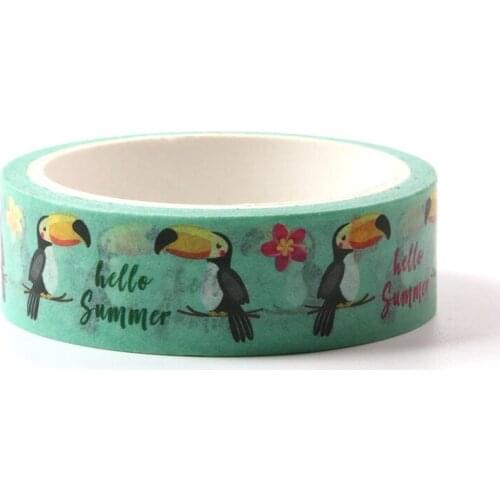 1PC Birds and Flower Summer Washi Tape Planner Scrapbooking Cute Cinta Adhesiva Decorativa Masking Tape Japanese Stationery