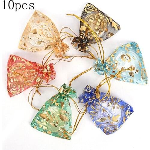 10pc/setmall Organza Bag Wedding Decoration Charms Jewelry Packaging Bags Favor Wedding Gift Bag 7*9/9*12/11*16CM