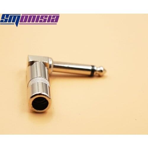 Smonisia 100pcs 6.35mm Mono TS Audio Plug Male Tip Sleeve Wire Solder 6.5 Amplifier Microphone Plug 6.35 Guitar Core Elbow