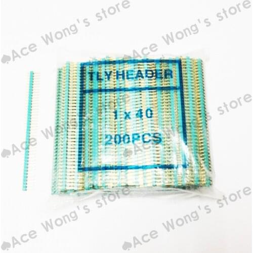 200pcs/lot 2.54mm Blue Single Row Male 1X40 Pin Header Strip Gold-plated