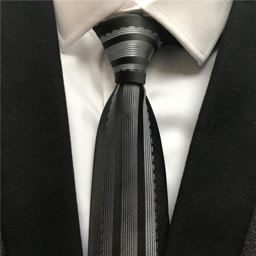 2021 Mens Ties Jacquard Woven Neck Tie Black with Dark Gray Stripes Neckties Gravata for Men Gift