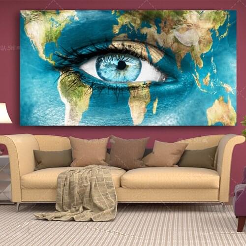 Abstract Artwork Canvas Painting Eye Ocean Land Map Wall Art Picture HD Prints Modern Posters For Bedroom Living Room Home Decor
