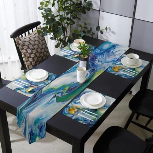 Abstract Horses Watercolor Painting Table Runner Table Mats Cover For Home Wedding Banquet Festival Party Hotel Decoration