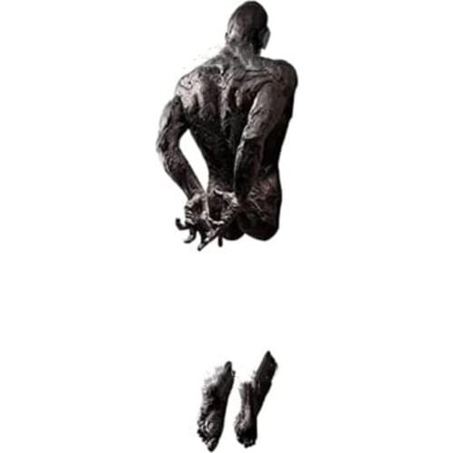 Antique Sculpture Wall Art Statue Sculpture Resin Hanging Fragmented Man On Wall Art Bronze Statue Home Decor Sculpture