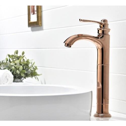 Free shipping Rose gold Solid brass material single hole Bathroom Sink crystal Faucet mixer tap deck mounted