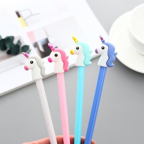 1 pcs South Korea Cartoon Unicorn Signature Pen Neutral Pen for Students Office Pen Test Ink Pen Black