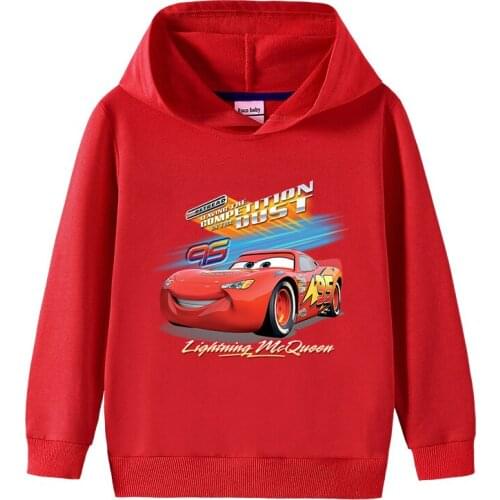 Disney Car McQueen Children Hooded Sweater Cartoon Printing Baby Boys And Girls Sweater Cotton Hoodie Fashion Sweater