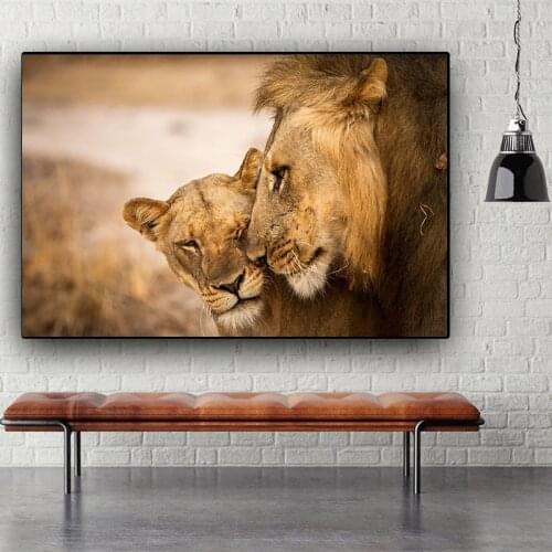 Wild Africa Lion Son Animal Scandinavian Landscape Canvas Painting Posters and Prints Cuadros Wall Art Picture for Living Room