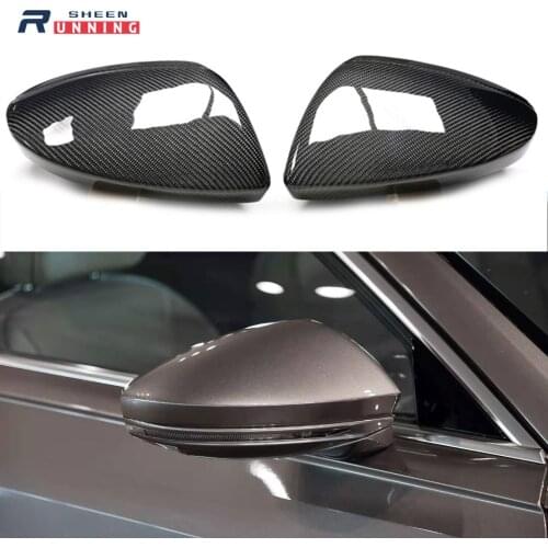 For Audi A6 A7 A8 S6 S7 Rear View Mirror Cover Carbon Fiber Replacement Style Exterior Side Caps With Lane Assist 2019-UP