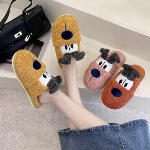 Home Indoor Winter Warm Slippers Fashion Women House Bedroom Flat Non-slip Soft Plush Cotton Shoes Ladies Cute Fur Fluffy Slides