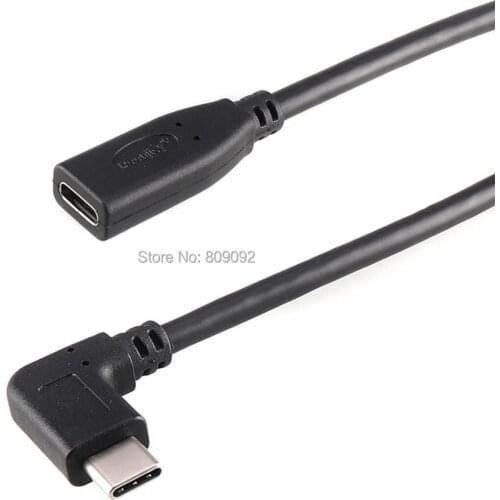 0.3M Type-C USB 3.1 Male to Micro USB/USB-C Female 90 degree Extension Angled Data Cable Extender Cord