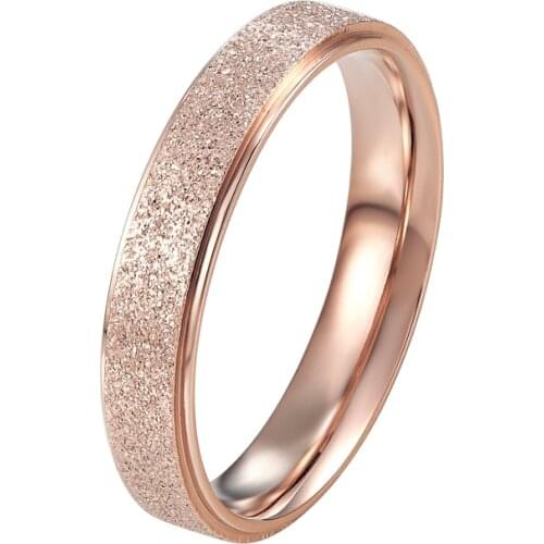 Top Quality 4mm And 6mm Wide Frosted Woman Ring Titanium Steel Rings Rose Gold Color Luxury Jewelry for Men and Women