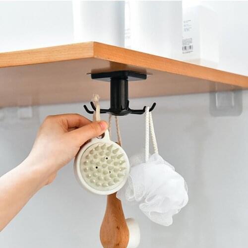 Kitchen Hook Organizer Under Shelf Rotate Hook Holder Hang Cabinet Storage Rack Organizer Rack Multi-Purpose Hooks