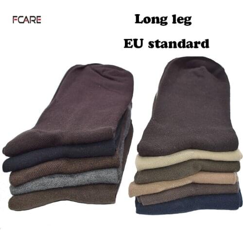 Fcare 10PCS=5 pairs long leg business 44-47 crew men dress cotton solid color plus big size socks