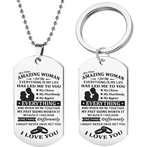 New fashion stainless necklace women stainless steel letters necklace couple i love you trinket