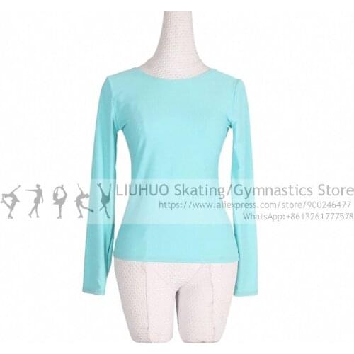 Ice Skating Clothing Shirts Women Light blue Children girls Rhinestones costumes Artistic Competition Training teens Dance dress