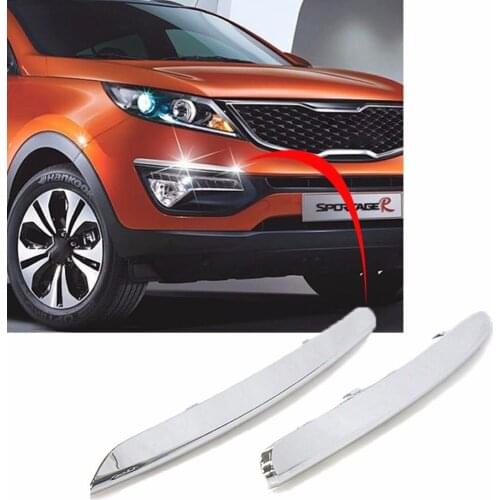 2Pcs OEM Chrome Silver Front Bumper Eyeline Trim Garnish For Kia Sportage 2011 2015 865813W000 865823W000