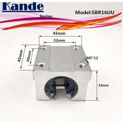 Kande Bearings 4pcs SBR16UU SBR16 UU SBR16 Open Bearing block CNC parts slide for 16mm linear guide SBR16 16mm SME16UU SME SBR