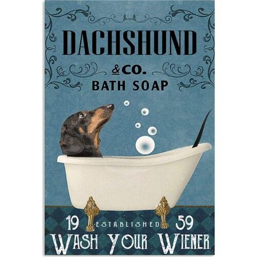Bath Soap Company Dachshund Poster Wall Decor Bathroom Bedroom Decor Prints Canvas Wall Art Small Framed Artwork for Walls