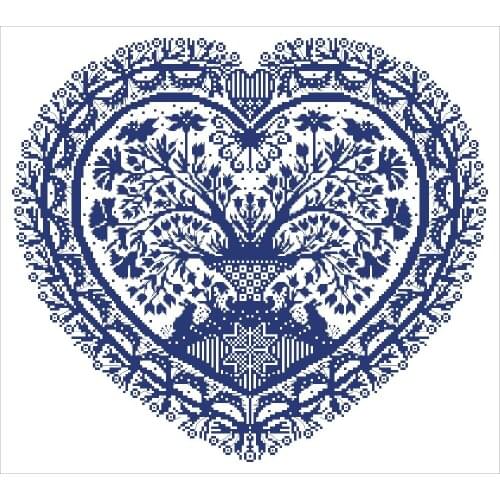 Heart tree cross stitch package simple 18ct 14ct 11ct white fabric cotton silk thread embroidery DIY handmade needlework