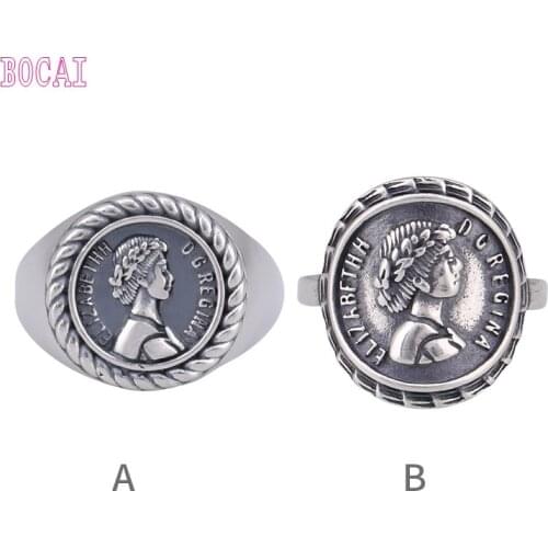 Real 925 sterling silver queen ring female fashion personality 925 sterling silver all-match open index finger ring