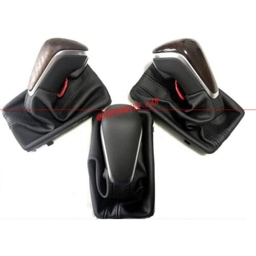 QDAEROHIVE Black Carbon Fiber Wood Color Gear Shift Knob w/ Leather Boot Gaiter LHD AT AT ONLY For Audi A6 C7 2016 2017 2019