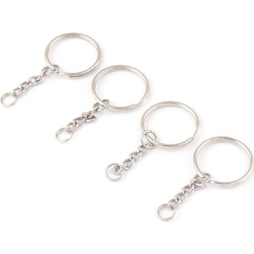 25mm Silver Metal Round Split Key Rings Clasp Supplies,O Ring Loop Key Chain Clip,Swivel Clasps Leather Craft Key Fob Hardware