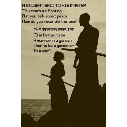 Student And Master Japanese Samurai Art Film Print Silk Poster for Your Home Wall Decor 24x36inch