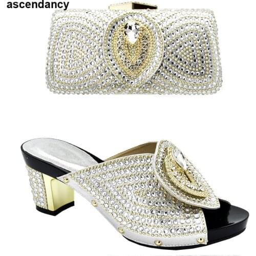 Italian Shoes with Matching Bags 2019 Shoe and Bag Set for Party In Women Nigerian Women Party Pumps with Purse Women High Heels