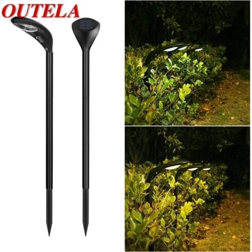 OUTELA Outdoor Solar Lawn Light Black Waterproof LED Fixture Decorative Lighting For Lawn Courtyard Garden Landscape