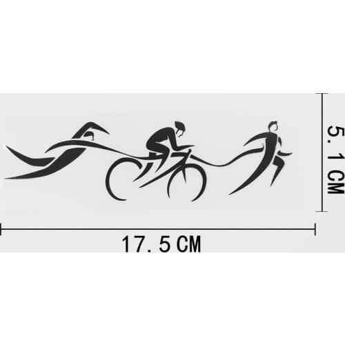 17.5CMX5.1CM Triathlon Swimming Cycling Running Vinyl Car Sticker Black/Silver 8A-0791
