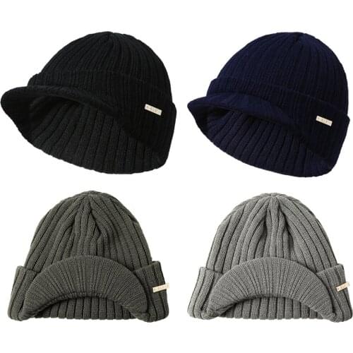 NEW Unisex Winter Visor Beanie Knit Hat Cap Crochet Men Women Ski Thick Warm
