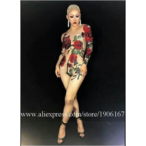 Nightclub DJ DS Sexy Rose Tail Skirt Stage Performance Ballroom Model Catwalk Costume TV Show Fishtail Party Wedding Sexy Dress