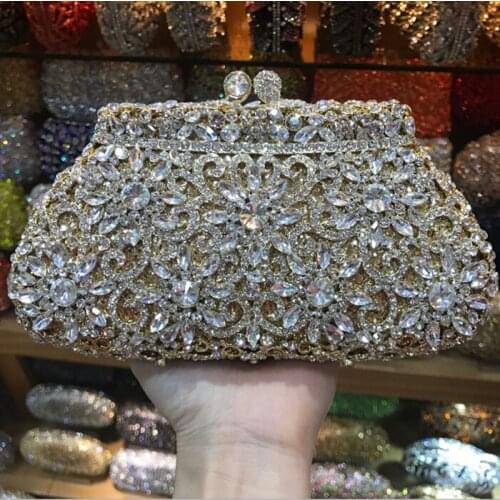 Gold/grey/purple/silver Crystal Rhinestone Women Aquamarine Evening Bag Crystal Encrusted Bags Party Handbags Clutch Purse small