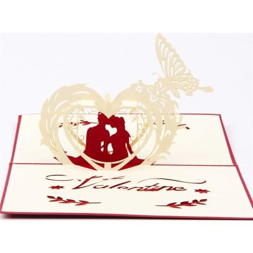 1Pcs 10*15cm Happy Lovers Multicolor 3D Pop Up Card With Vintage For Best Wishes Of Birthday Greeting Card Valentines Gift