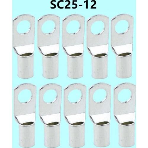 10PCS Brand new SC25-12 Bolt Hole Tinned Copper Cable lugs Terminals set Wire terminals connector
