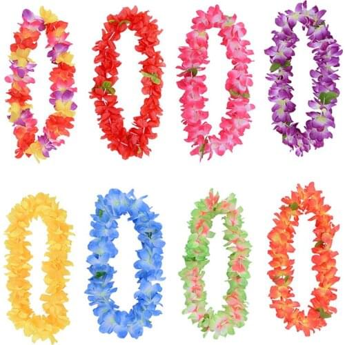 Hawaiian Garland Necklace Dancing Artificial Flowers Wreath Colorful Fancy Dress Beach Fun Leis Party Supplies