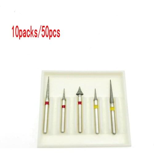 10packs/50pcs Dental Interproximal Enamel High Speed Diamond Burs Tooth Drill Set