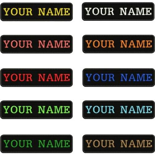 10X2.5cm Embroidery Custom Name Text Patch Stripes badge Iron On Or Velcro Backing Patches For Clothes Backpack Hat BR-02A
