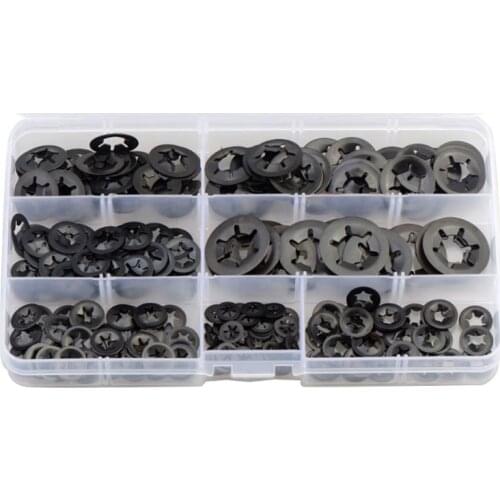260PCS/Set Metal Starlock Push-on Locking Washer Fastener Star Nut Assorted Kit