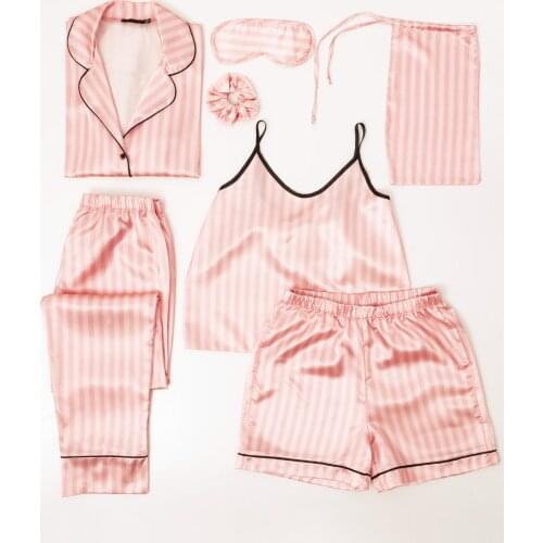 7 'track Striped Satin High Quality Elite Women 'S Pajamas Suit