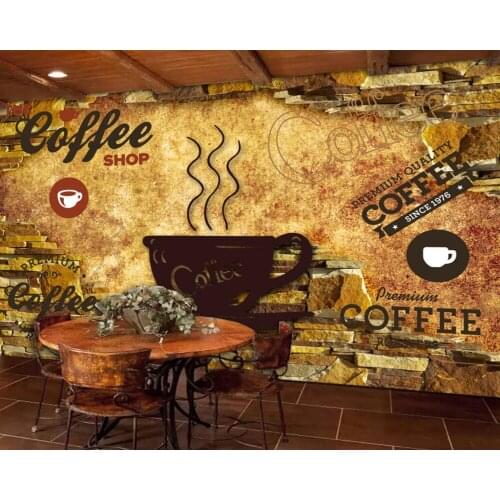 Free Shipping Retro Vintage Cafe Restaurant Background Wall Painting Wallpaper Custom 3D Decoration Mural Hotel Wallpaper